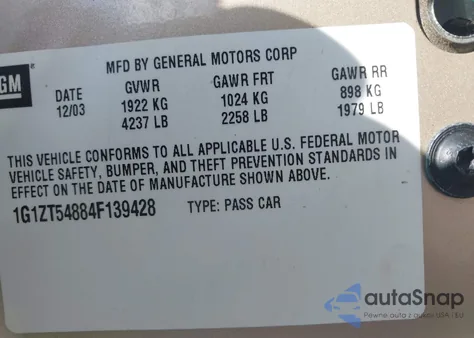 2004 Chevrolet Malibu Ls from USA, damaged, VIN 1G1ZT54884F139428